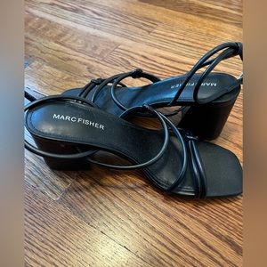 MARC FISHER black strappy heels